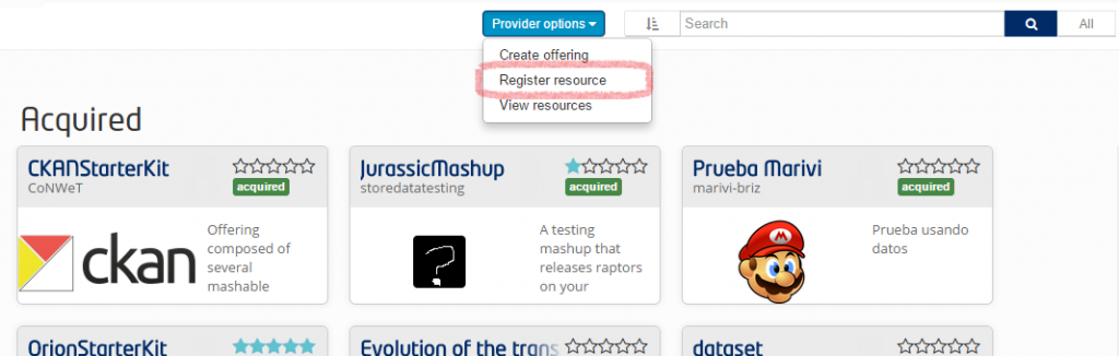 Offering Datasets Through the WStore Interface