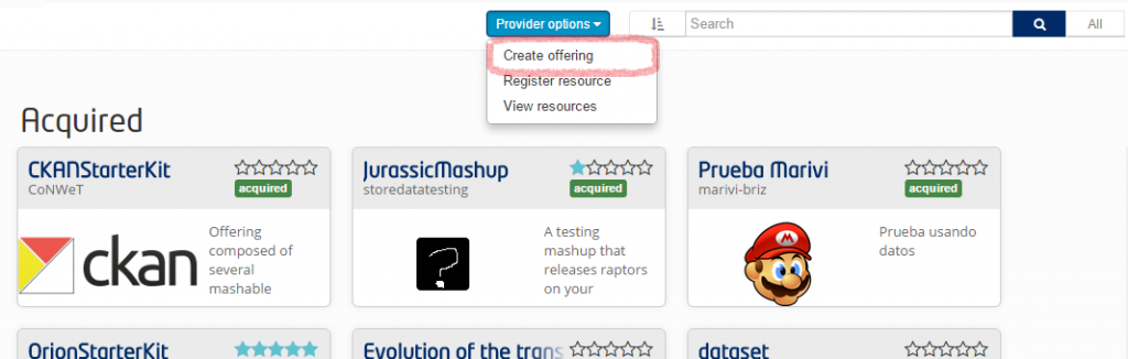 Offering Datasets Through the WStore Interface2