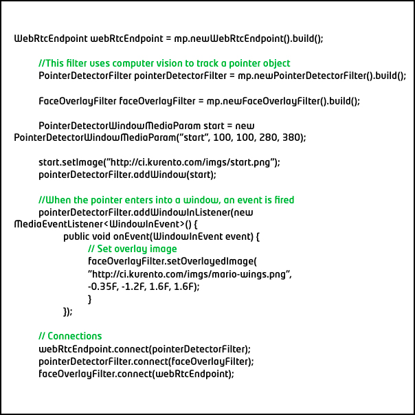 WebRTC + PointerDetectorFilter + FaceOverlayFilter