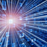 Blue technology background with a bright piece.